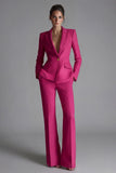 Pink 2 Piece One Button Slim Fit Peak Lapel Prom Suits with Pockets