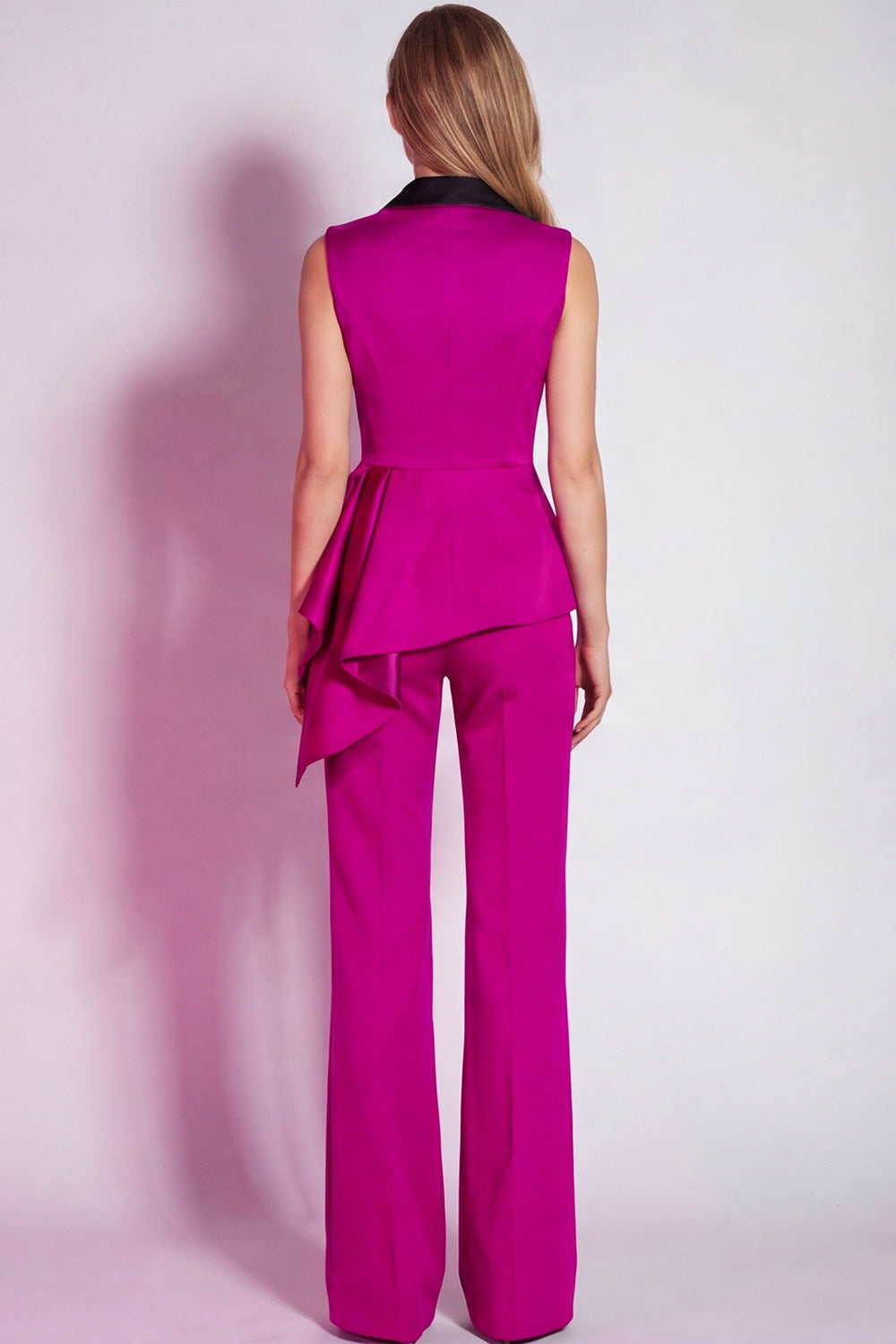 Burgundy 2 Piece Notched Lapel Business Suits with Sash
