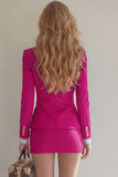 Navy Double Breasted 2 Piece Pencil Short Business Suits