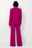 Burgundy Satin 2 Piece Notched Lapel Business Suits with Pockets