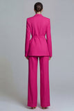 Yellow 2 Piece Notched Lapel Slim Fit Wide Leg Prom Suits with Sash
