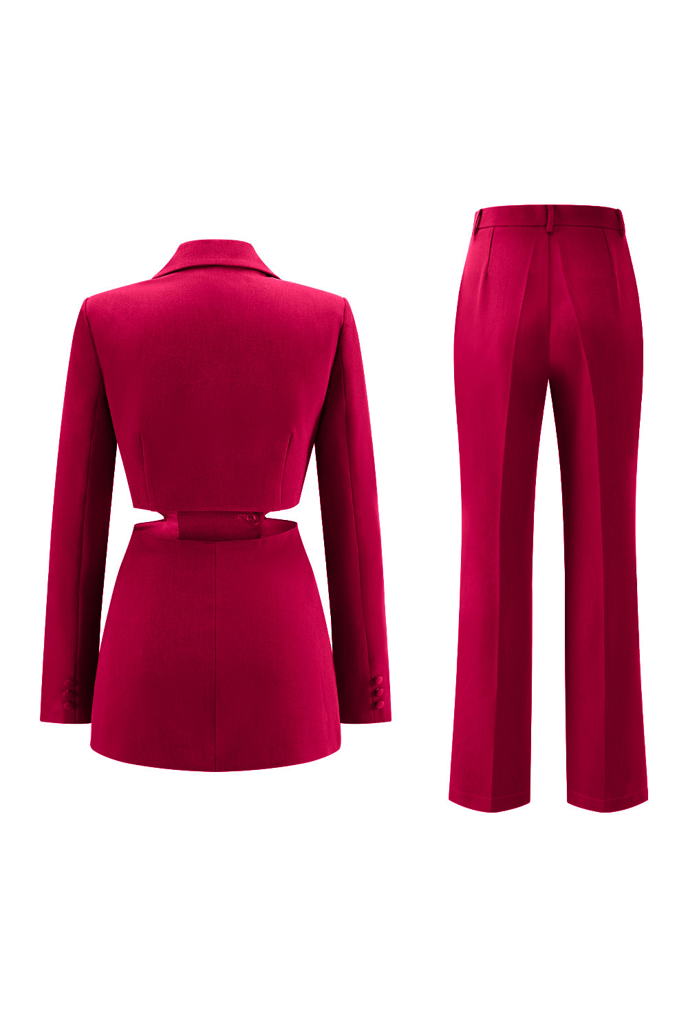 Grey Blue 2 Piece Cut Out Notched Lapel Women Prom Suits