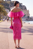 Butter Yellow Floral Maxi Beaded Sheath Wedding Guest Dress with Ruffles