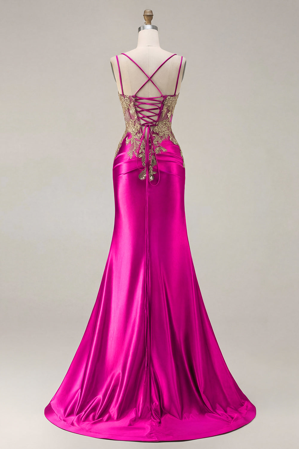 Sparkly Black Beaded Floral Satin Appliqued Long Corset Prom Dress with Slit