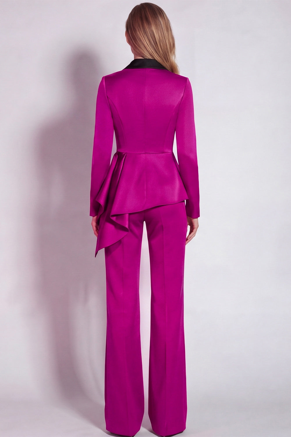 Notched Lapel Burgundy 2 Piece Business Suits with Sash