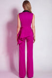 Burgundy 2 Piece Notched Lapel Business Suits with Sash
