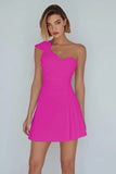 Ivory One Shoulder Satin Ruched Short A-Line Graduation Dress