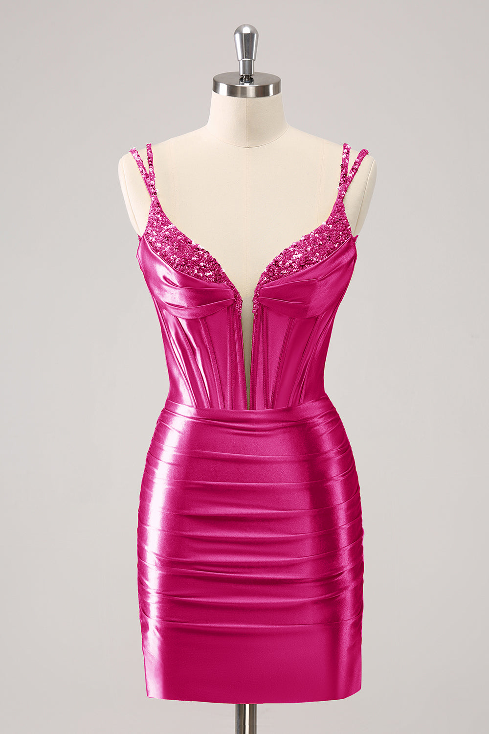 Red Spaghetti Straps Bodycon Homecoming Dress with Sequins