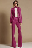 Sparkly White 2 Piece Peak Lapel Long Sleeves Prom Suits with Beading
