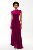 Simple Burgundy Sheath Asymmetrical Long Holiday Party Dress