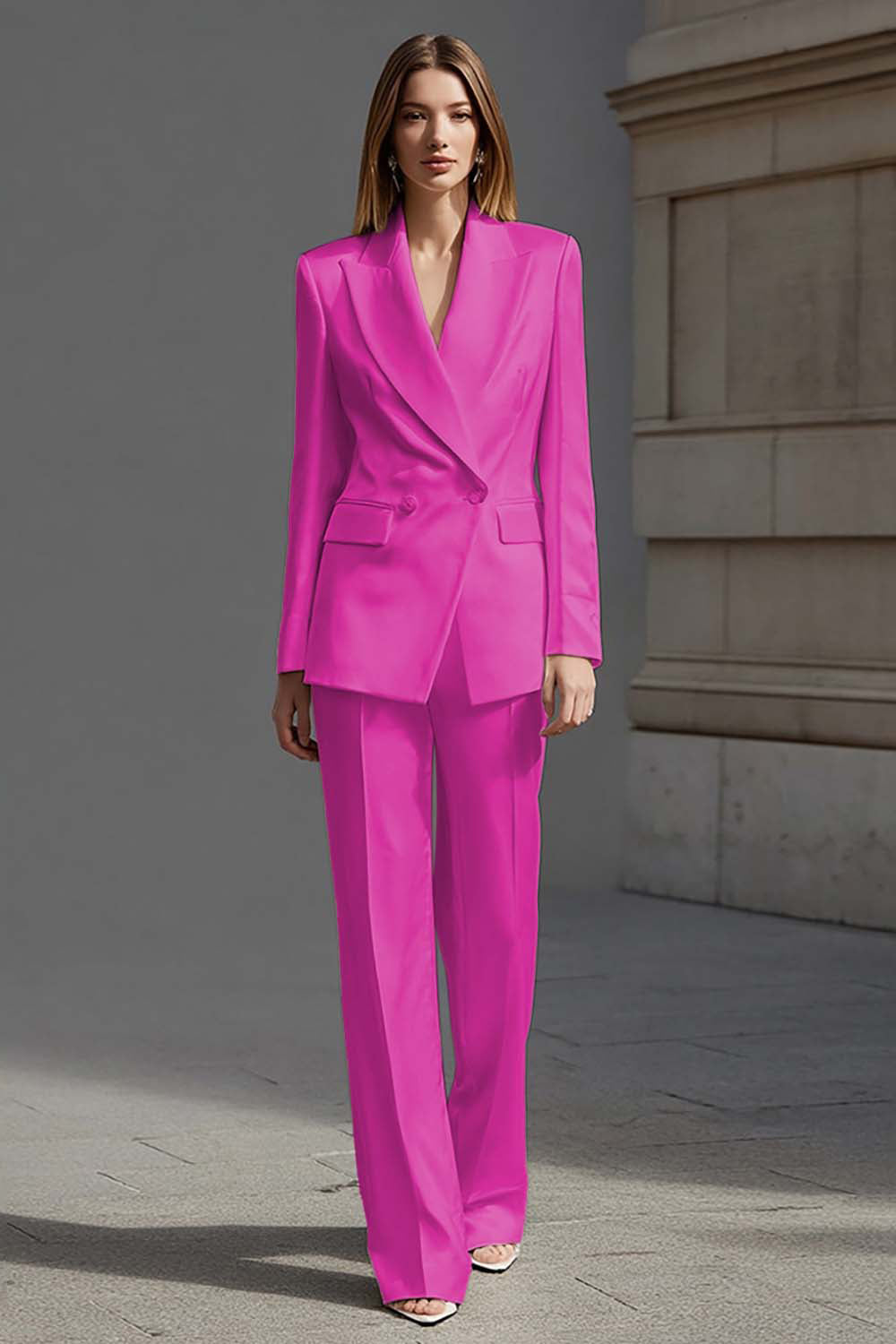 Ivory Peak Lapel Double Breasted 2 Piece Business Suits