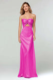 Light Blue Sweetheart Sheath Satin Long Formal Dress