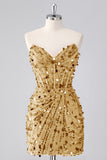Sparkly Red Corset Sequins Strapless Short Homecoming Dress