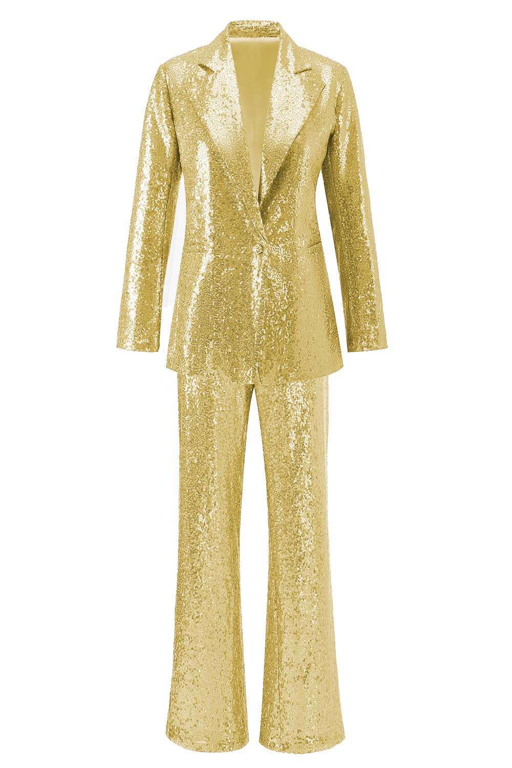 Sparkly Silver Notched Lapel 2 Piece Sequin Women Prom Suits