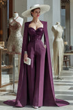 Cabernet Sparkly Long Sleeves Mother of the Bride Jumpsuits with Pockets