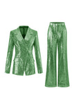 Sparkly Golden Notched Lapel 2 Piece Women Suits