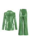 Sparkly Golden Notched Lapel 2 Piece Women Suits