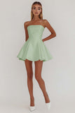 Simple White A-Line Strapless Little White Graduation Dress