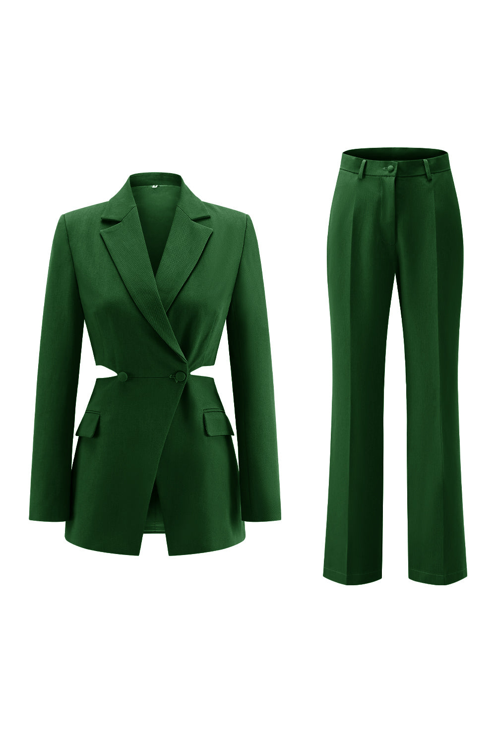 Grey Blue 2 Piece Cut Out Notched Lapel Women Prom Suits