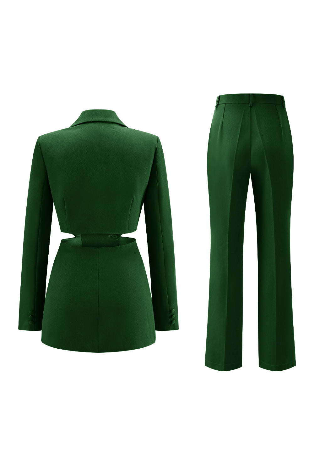 Grey Blue 2 Piece Cut Out Notched Lapel Women Prom Suits