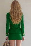 Navy Double Breasted 2 Piece Pencil Short Business Suits