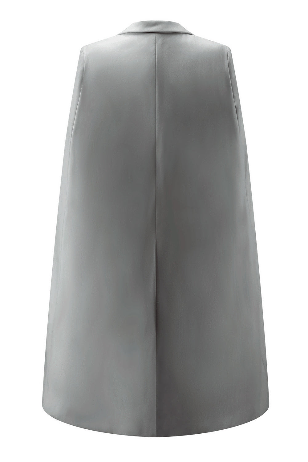White Satin Peak Lapel Cape Short Work Blazer Dress with Belts