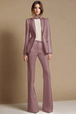 Sparkly White 2 Piece Peak Lapel Long Sleeves Prom Suits with Beading
