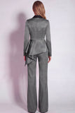 Notched Lapel Burgundy 2 Piece Business Suits with Sash