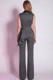 Burgundy 2 Piece Notched Lapel Business Suits with Sash
