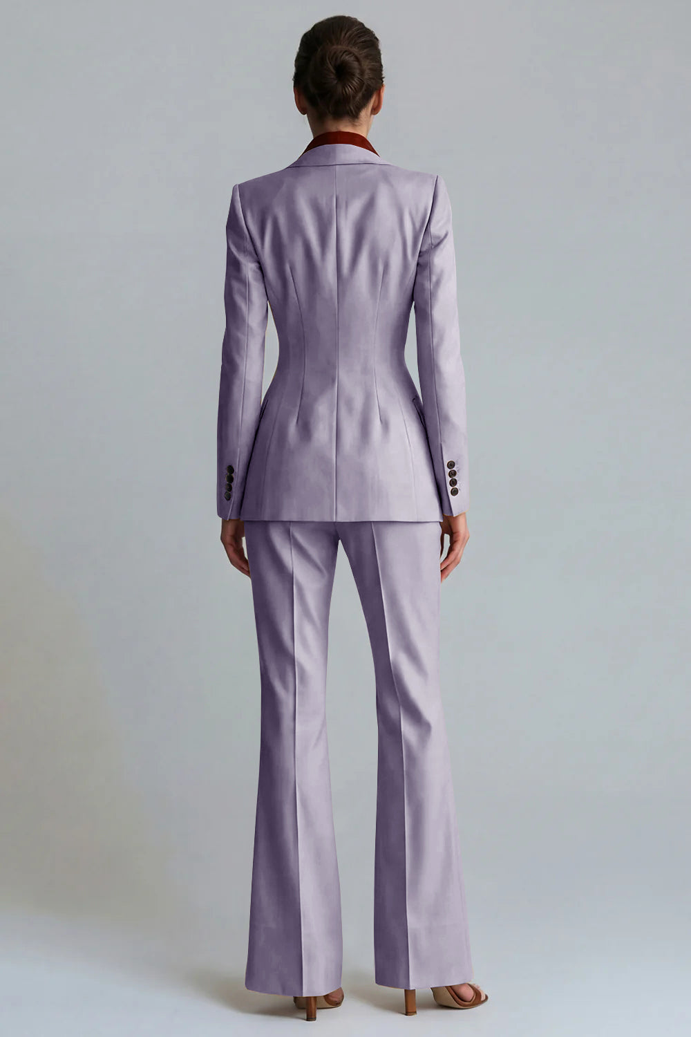 Khaki Peak Lapel 2 Piece Flared Single Breasted Business Suits with Pockets
