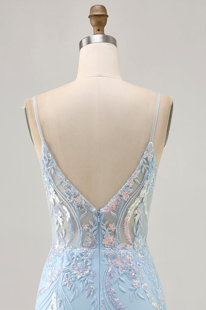 Zapakasa Women Sparkly Light Blue Tight Short Lace Corset Homecoming