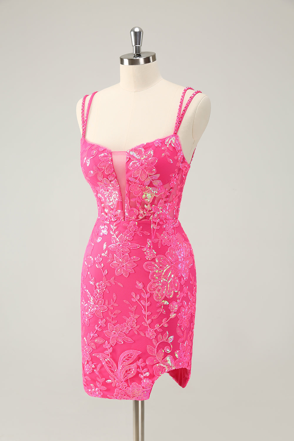 Zapakasa Women Gorgeous Hot Pink Short Homecoming Dress with Slit Lace Up Tight Glittler Prom Dress Zapakasa Women Gorgeous Hot Pink Short Homecoming Dress with Slit Lace Up Tight Glittler Prom Dress