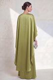 Green Maxi Mermaid V-Neck Ruched Wedding Guest Dress with Cape