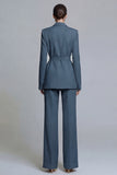 Yellow 2 Piece Notched Lapel Slim Fit Wide Leg Prom Suits with Sash