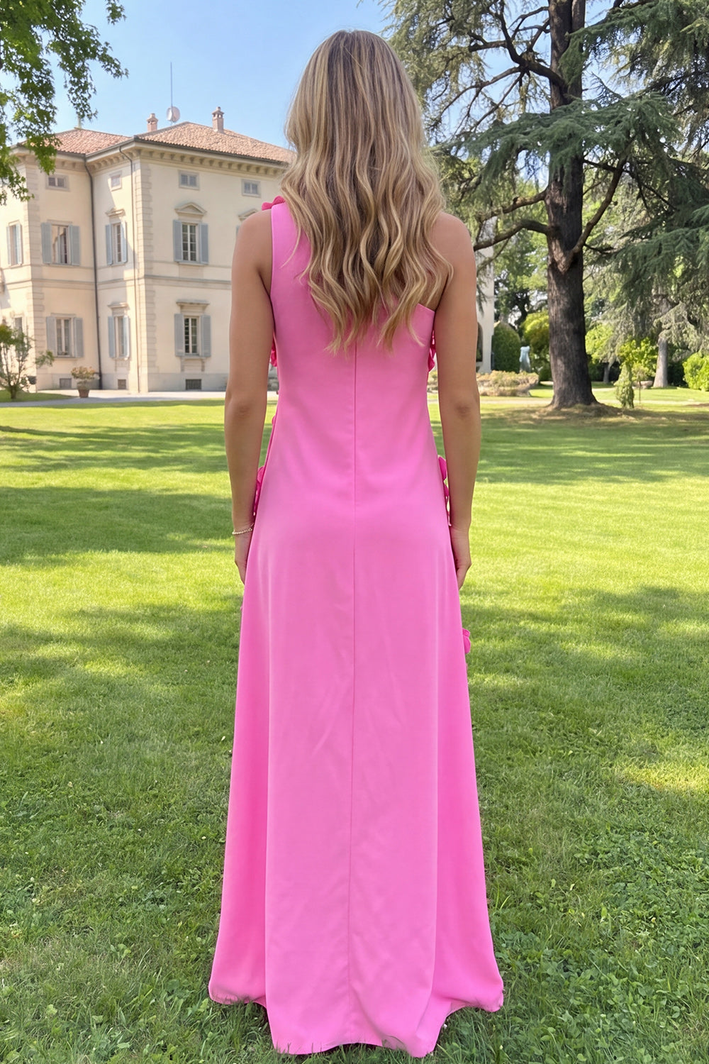 Yellow Sheath One Shoulder Floral Maxi Wedding Guest Dress