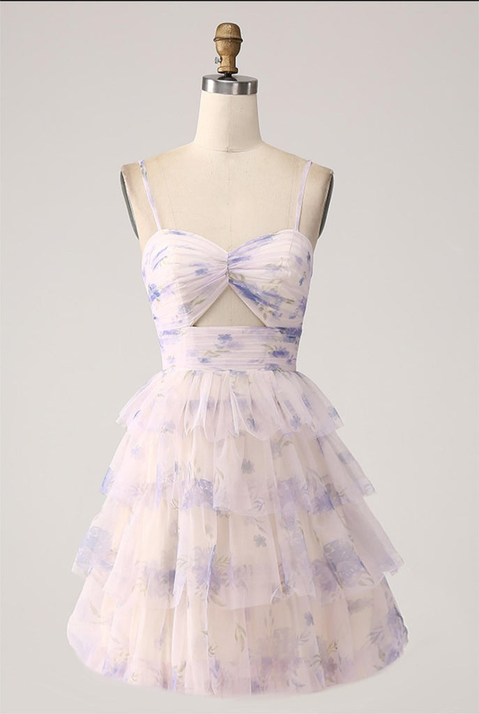 Strapless Lavender Tight Short Party Dress Homecoming Dress, AST1142