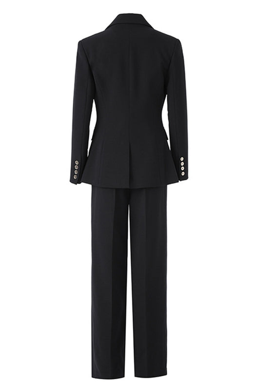 3 Piece Black Notched Lapel Business Suits with Sleeves