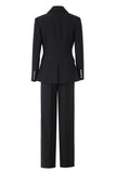 3 Piece Black Notched Lapel Business Suits with Sleeves