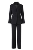 3 Piece Black Notched Lapel Business Suits with Sleeves