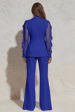 Ruffled Notched Lapel 2 Piece White Business Suits with Pockets