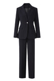 3 Piece Black Notched Lapel Business Suits with Sleeves
