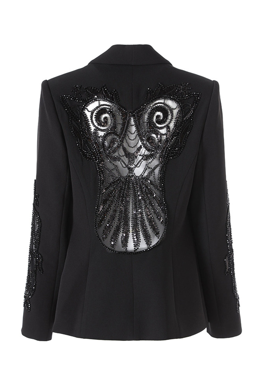 Sparkly Black Shawl Lapel Sequin Women Prom Blazer