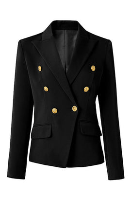 Black Peak Lapel Double Breasted Women Prom Blazer