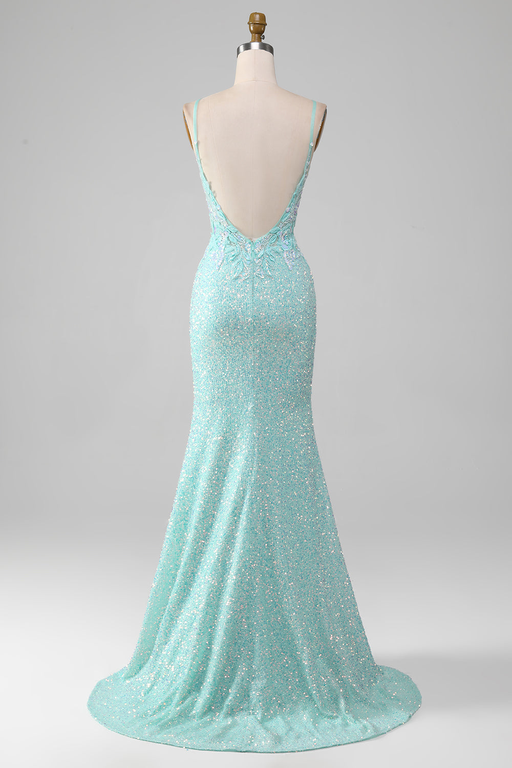 Sparkly Mermaid Light Green Prom Dress with Slit