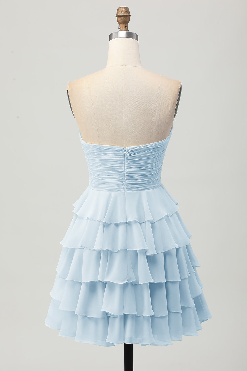 Light Yellow Sweetheart Ruched Ruffled Short Homecoming Dress with Bow