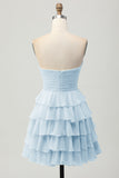 Light Yellow Sweetheart Ruched Ruffled Short Homecoming Dress with Bow