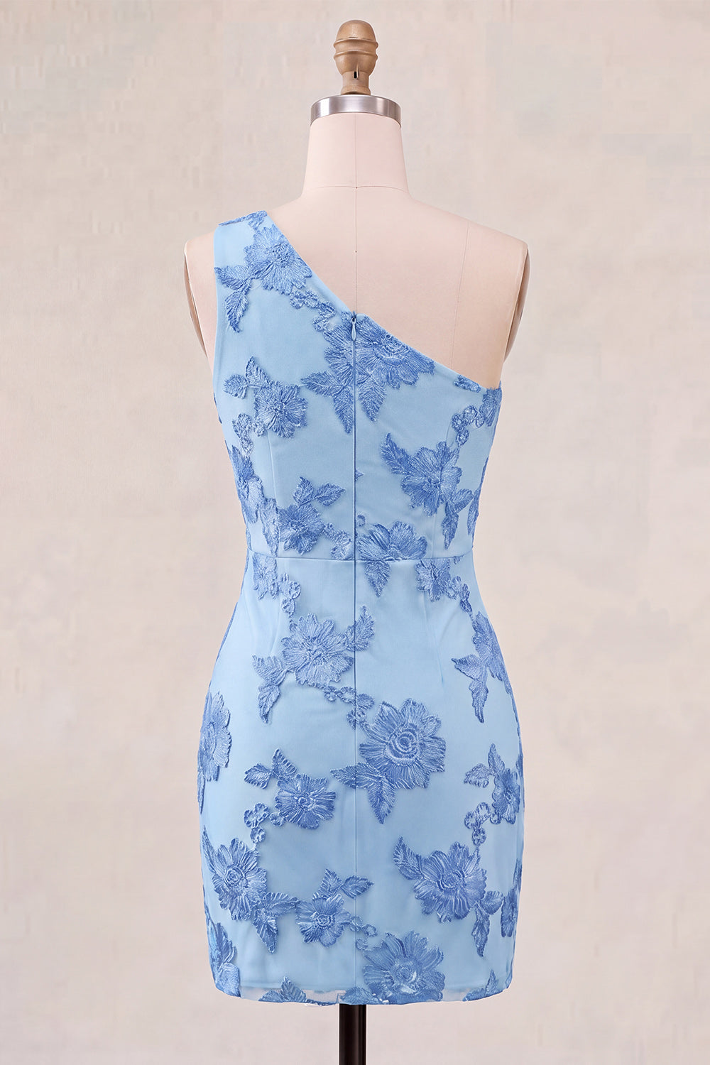 Butter Yellow One Shoulder Floral Tight Short Homecoming Dress