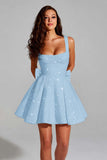 Sparkly Ivory Sequin Scoop A Line Short Homecoming Dress with Bow
