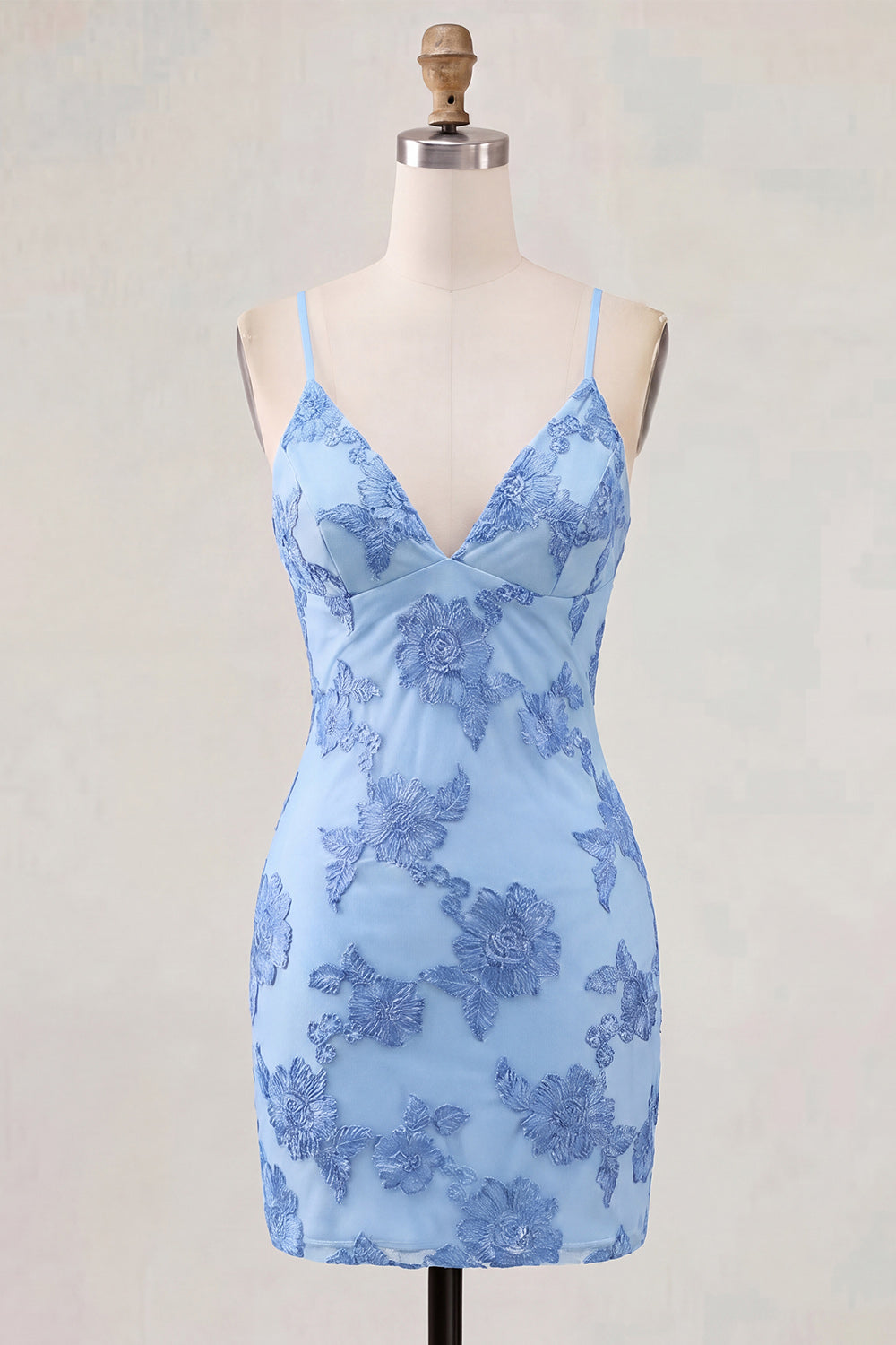 Tight Short Fuchsia Spaghetti Straps Floral Homecoming Dress