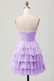 Light Yellow Sweetheart Ruched Ruffled Short Homecoming Dress with Bow